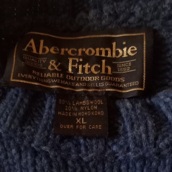 Abercrombie & Fitch Vintage Tahoe Blue Ski Triple Zigzag Lambwool Sweater- XL - Picture 2 of 7